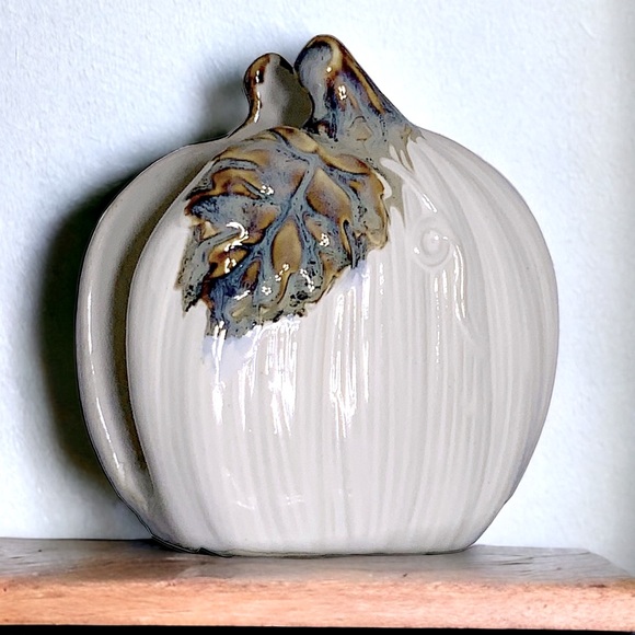 Bee Happy Market Boutique Other - Napkin Holder Autumn White Pumpkin Hand Painted Ceramic Harvest Kitchen Accent